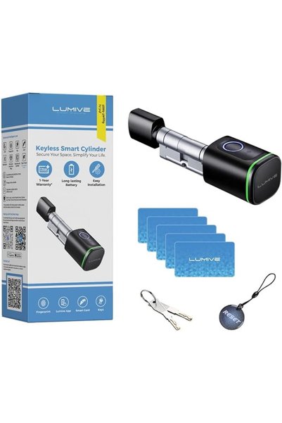 LUMIVE قفل باب ذكي، قفل باب ببصمة الإصبع للاستخدام الداخلي فقط، فتح عبر تطبيق...
