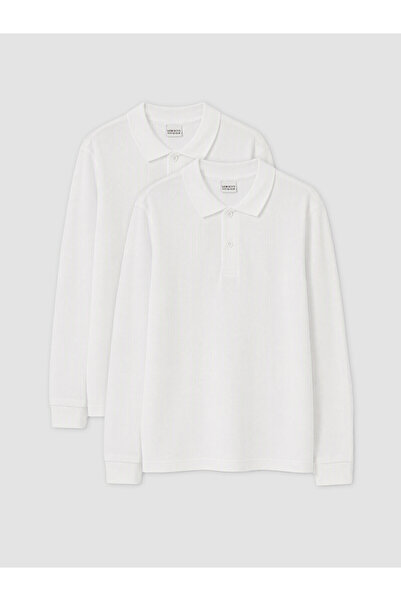 LC Waikiki Two Mt Shop Quality Lcw Kids White 2-Piece Polo Collar Boys' T-Shirt