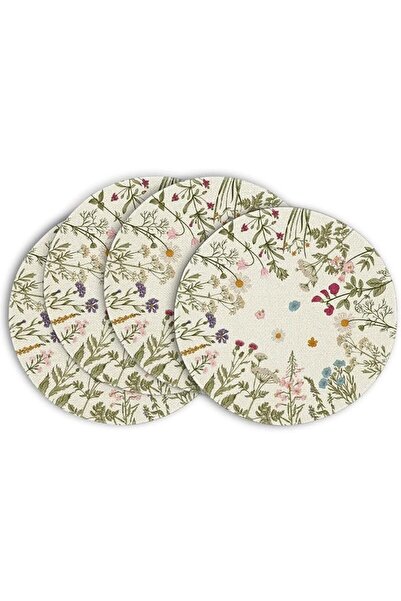 Hepiide Round Placemats Set: 4 Pcs Wild Flowers Spring Placemats - 14 Inch Wa...