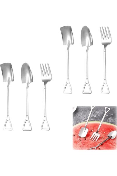Bukela Stainless Steel Shovel Spoon Set - 6Pcs Creative Spade Teaspoons for F...