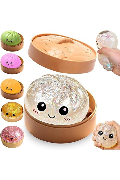 GENERAL Andanna Steamed Bun Squishy Toy with Steamer Basket, Slow Rising TPR,...
