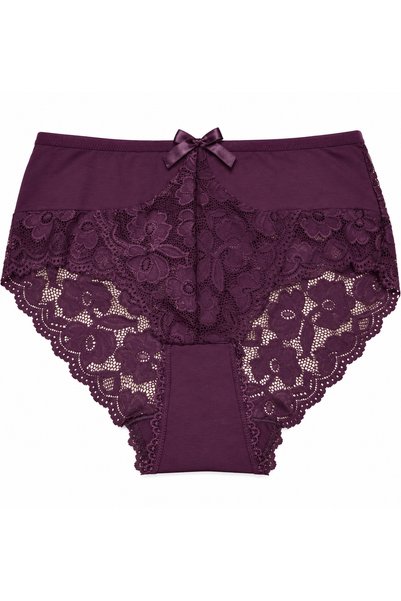 Zena Plus Size Floral Lace Bow Detailed Cotton Women's Panties