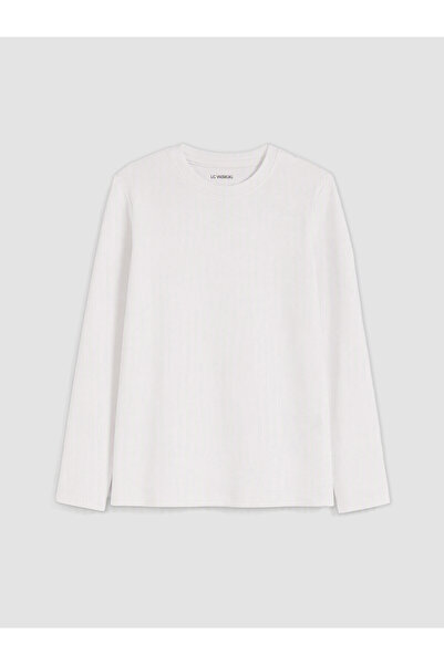 LC Waikiki Two Mt Shop Quality White Oval Collar Boys' T-Shirt