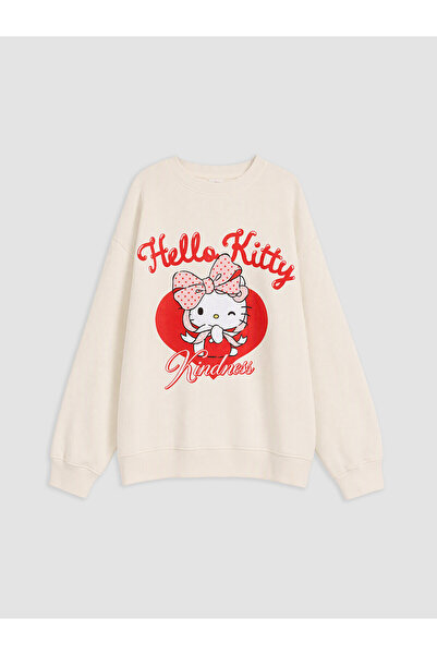 LC Waikiki Alita City Lcw Kids Ecru Hello Kitty Printed Girls' Thick Sweatshi...