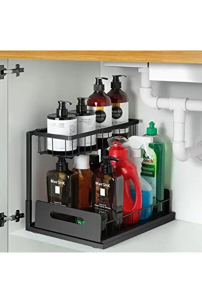 ANYUAN Under Sink Organizer, Multi-Purpose Storage Shelf, 2 Tier Sliding Rust...