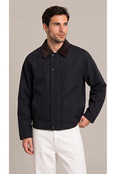viyamen Men's Shirt Collar Jacket with Zipper Detail, Inner Lining and Inner ...