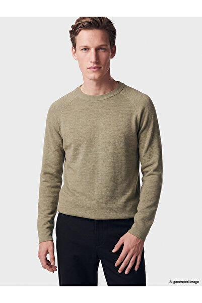 LC Waikiki Nevavm Farkıyla Xside Green Knitwear Flat Oval Collar Men's Sweater