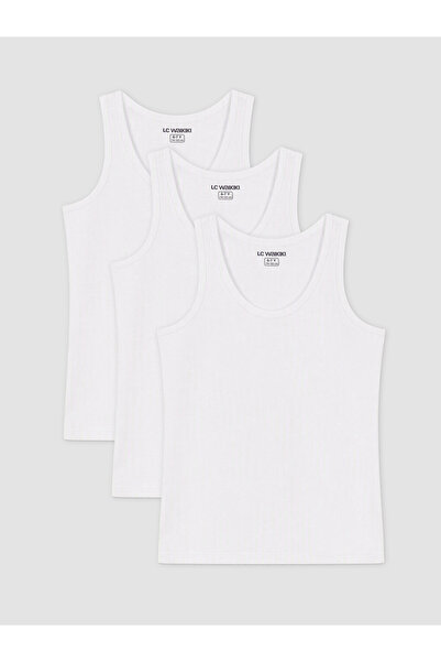 LC Waikiki Peak New Season White Crew Neck Boys' Undershirt 3-Piece Set