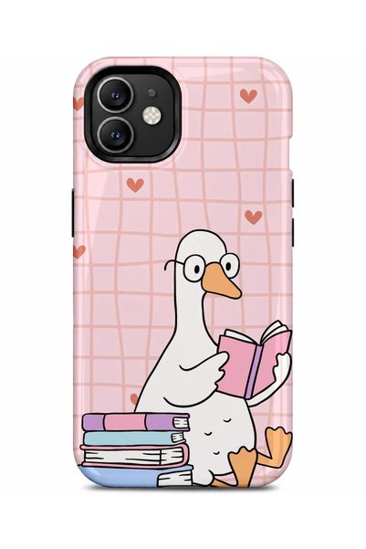 EDELFU Compatible with iPhone 12 / 12Pro - Duck Reading a Book, Double Layer ...