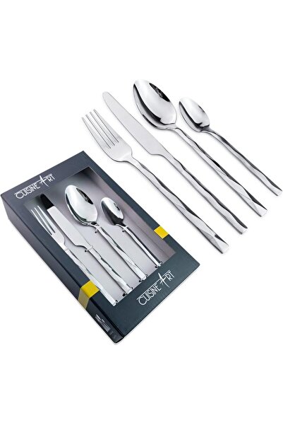 Cuisine Art DIMA 16 Pc Stainless Steel Cutlery Set, Silver | Diamond Textured...