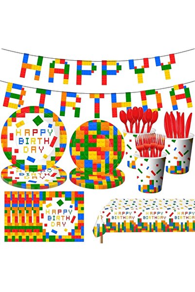 Soofam Building Block Party Supplies, Building Blocks Party Tableware Set wit...
