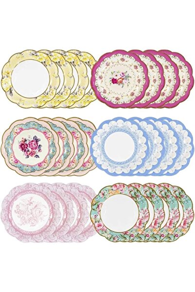 Tazweeq 48 Pcs Floral Disposable Paper Plates, Elegant, Sturdy, Eco-Friendly ...