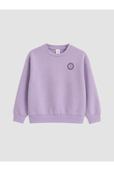 LC Waikiki Two Mt Shop Quality Lilac 2 Thread Printed Loose & Baggy Girls' Sw...