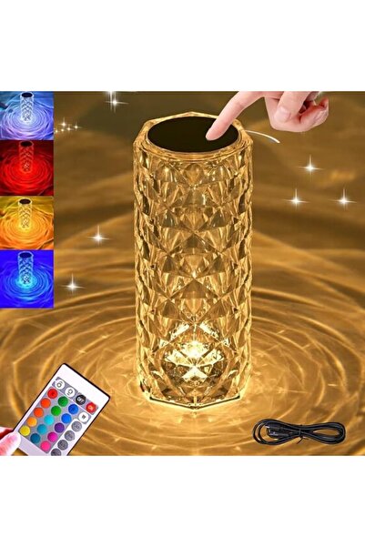 MultiGO MB® Crystal RGB Touch Table Lamp with Remote Control, Rechargeable LE...