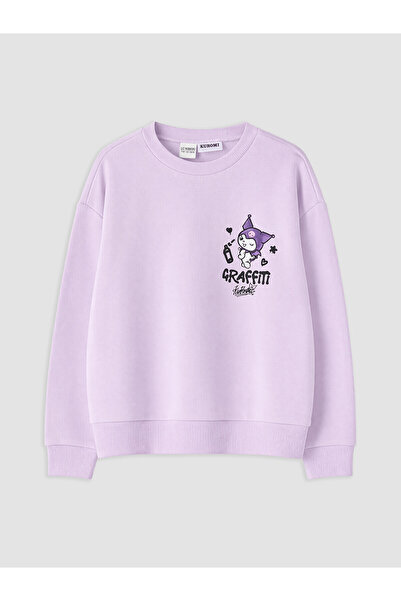 LC Waikiki Alita City Lilac Kuromi Printed Girls' Sweatshirt with a Differenc...