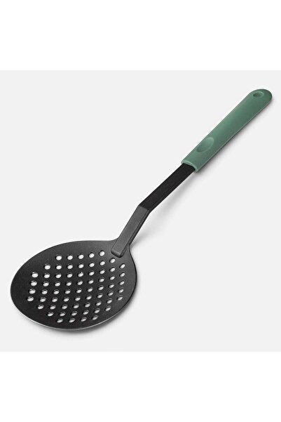 OEM Lingura Perforata din Plastic Antracit cu Maner Verde 33cm