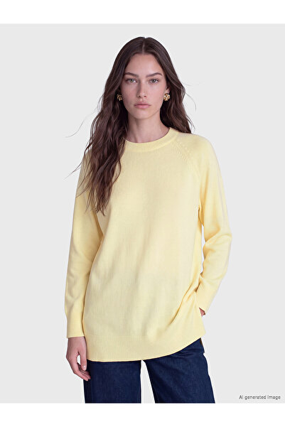 LC Waikiki Nevavm Lcw Modest Yellow Knitwear Plain Loose & Baggy Women's Tuni...