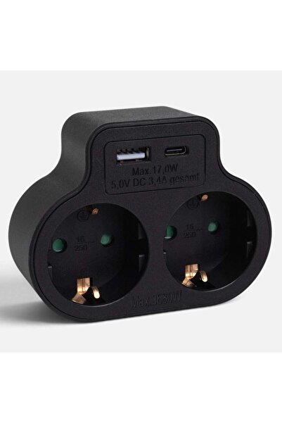 OEM PRIZA 2SHUCKO CU USB-A+TYPE-C NGR