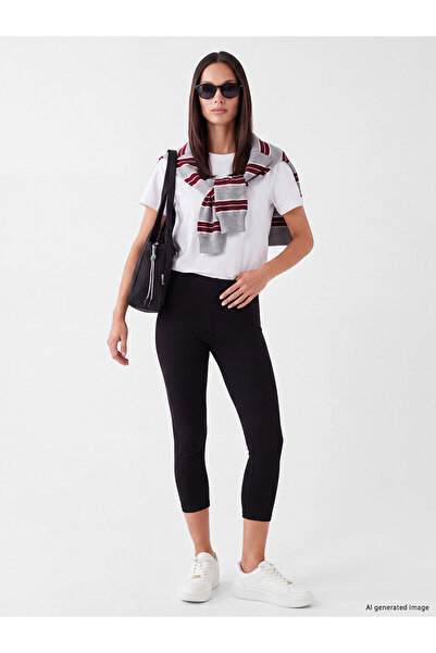LC Waikiki Alita City Farkıyla Lcw Everyday Black Women's Leggings with Elast...