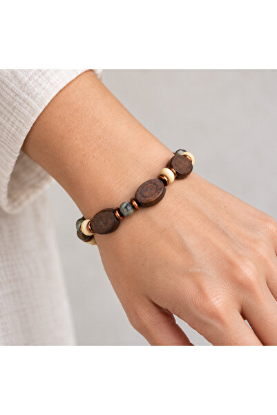 HER ŞEY NOTA www.herseynota.com Brown Cream and Gray Beaded Wood Look Bohemia...