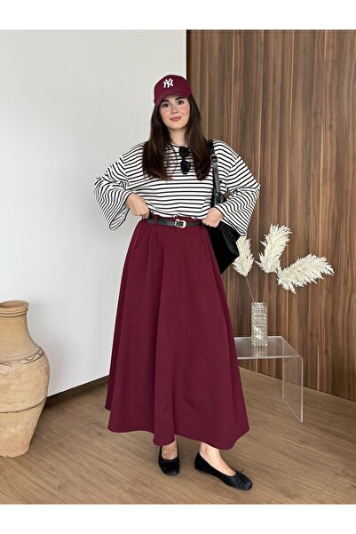 Moda Lippa Bordo Poliviskon Kolej Etek