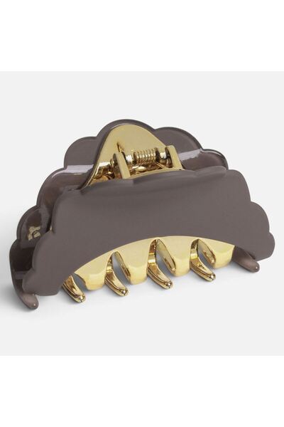 OEM Clama de Par Wavy Taupe si Auriu pentru Femei 9cm
