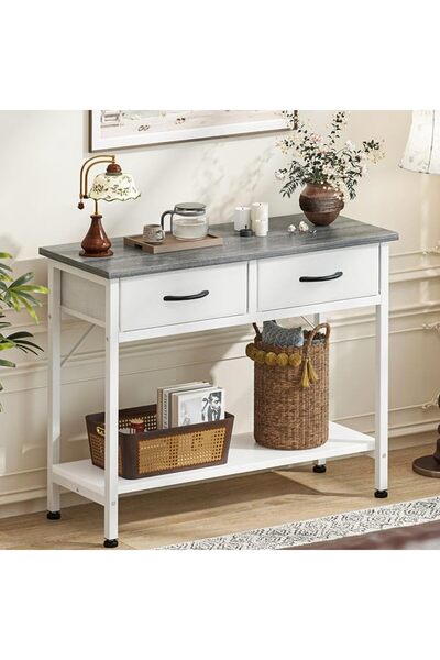 GENERAL Entrance Console Table with 2 Fabric Drawers, Coffee Corner with 4 Ad...