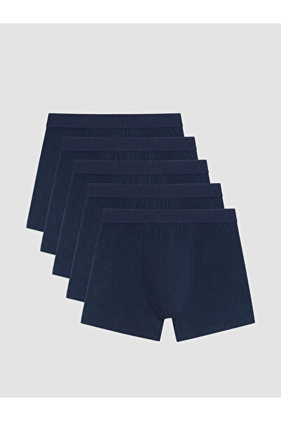 LC Waikiki Vizyon New Season Navy Blue Cotton Flexible Men's Boxer Shorts 5-Pack