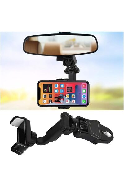 KASTWAVE Rear View Mirror Phone Holder, 360°Rotatable & Retractable, ABS Mult...