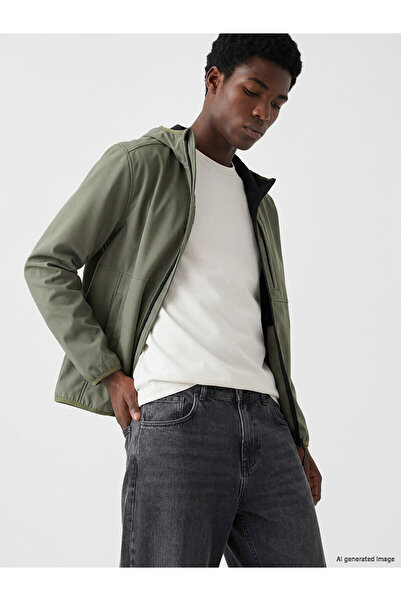 LC Waikiki Nevavm Xside Khaki Standard & Regular Men's Coat with Difference
