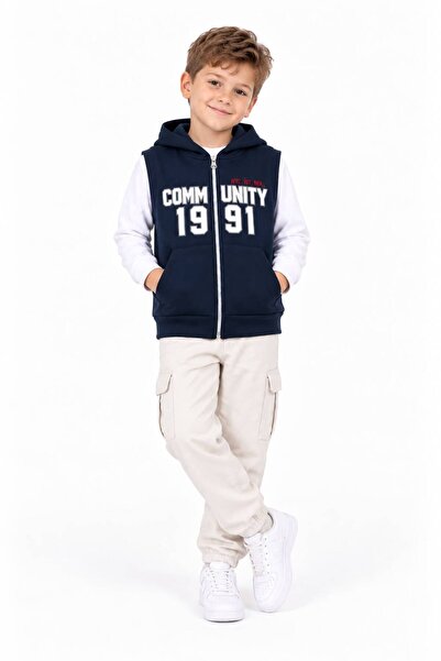 ZİMEXİ 7-8-9-10 Years Old Three-Thread Children's Cardigan Vest