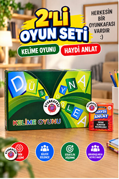 OYUNKAFASI 2-Player Game Set – Word Game + Let's Tell a Story Family and Friends Game with Non-Banned Words