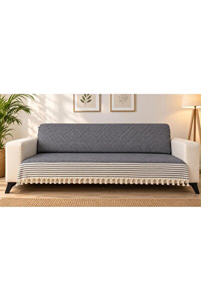 lizayn home Cotton Fringed Diamond Pattern Sofa Cover - Double Bedspread & Tv...