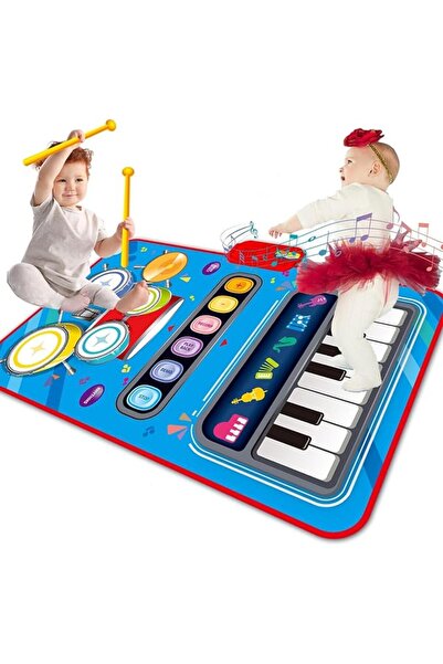 Yelajoy 2-in-1 Musical Mat Toys for 1 2 3 4 5 Year Old, Piano Keyboard and Dr...