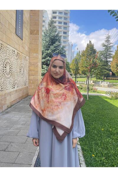 Nakişce Large Size Pastel Floral Pattern Cotton Soft Scarf 120X120
