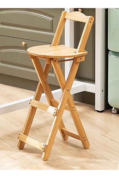 Generic Nordic Foldable Wooden Bar Chair with Backrest and Footrest Thickened...