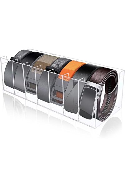 TERRIFI Belt Organizer for Closet, Acrylic Belt Storage Holder with 7 Compart...