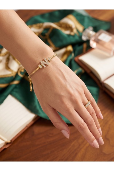 VIBE D'OR Gold Kaplama N Harfli / N Baş Harfli Bileklik