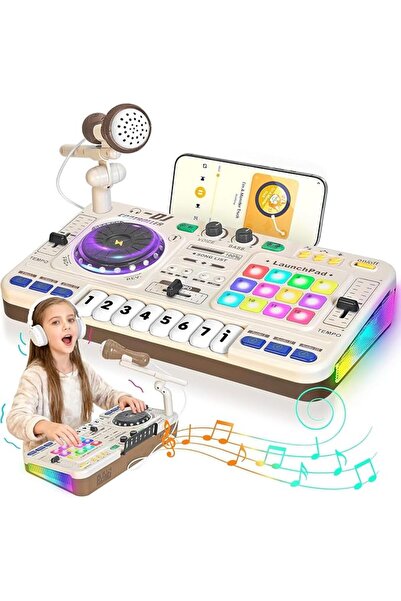 LBMT Toddler DJ Mixing Table, Kids Musical DJ Turntable with Lights Sounds, E...