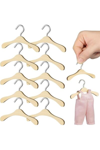 TERRIFI 10 Pcs Wooden Doll Hangers – 2.95 Inch Mini Clothes Hangers for Doll ...