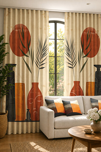 depdekor Modern Salon Mutfak Fon Perdesi Dijital Baskılı Desenli Dekoratif Fo...