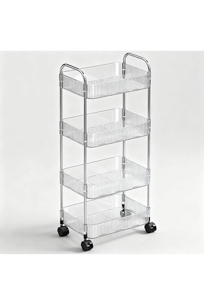 Yelajoy Rolling Storage Cart 21/23cm - 4 Tier, Transparent Thickened PET Mult...