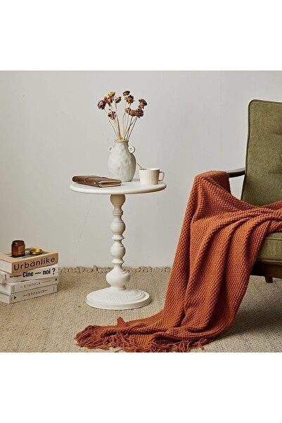 GENERAL SupWolf American Country Side Table, Round Small Cafe End Table Night...