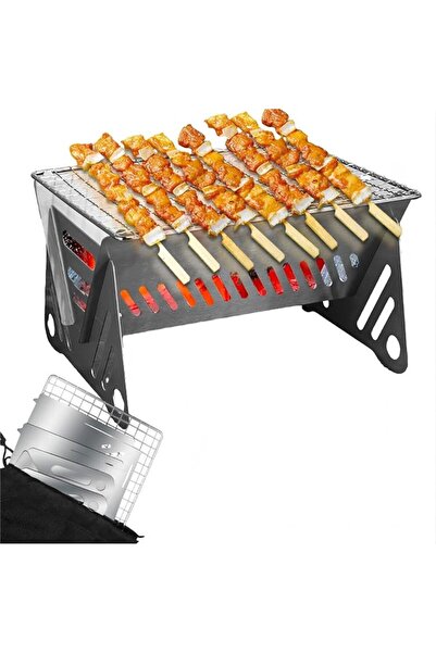 TERRIFI Foldable Stainless Steel BBQ Grill, Portable Mini Removable Tabletop ...