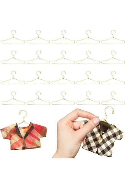 TERRIFI 20PCS Mini Clothes Hangers,35mm Metal Doll Hangers,Dollhouse Wardrobe...