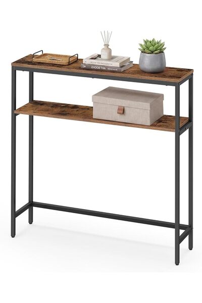 VASAGLE Console Table, 2-Tier Narrow Sofa Table with 2 Shelves, 7.9 x 31.5 x ...