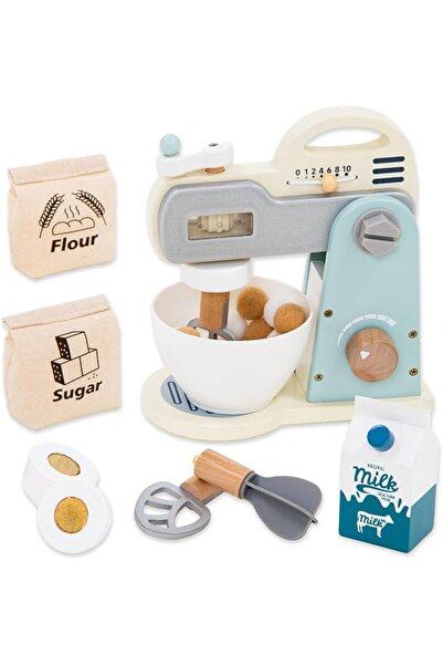 UMUTÜNALFASHİON UMU Wooden Mixer Play Set, 10 Pcs Kitchen Toys with Blender, ...