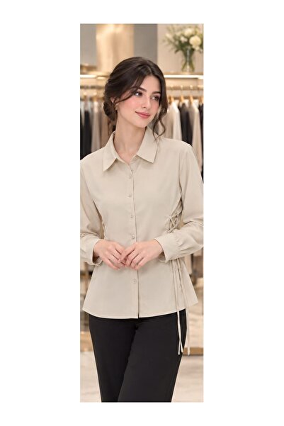 Generic Women's Long Sleeve Blouse Bk962 - Beige