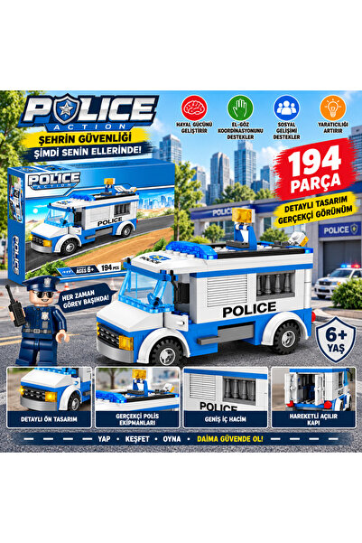 TRUST STORE Police Tactical Vehicle Building Set 194 Pieces Detailed Police T...