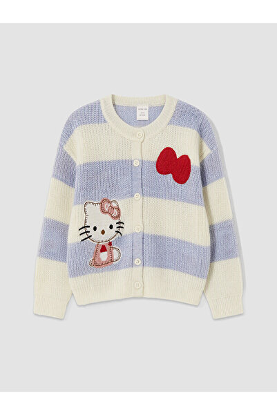 LC Waikiki Lcw Kids Ecru Knitwear Embroidered Girls' Cardigan with Nevavm Dif...